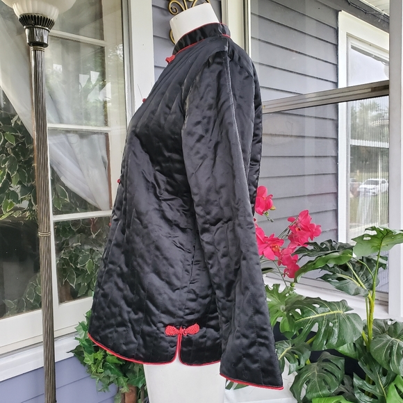 Vintage Medium Quilted Satin Asian Style Frog Closure Jacket - Picture 3 of 8